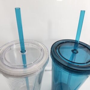 BIOS Eco Friendly Gently UsednReusable Tumblers with 2 Straws Each